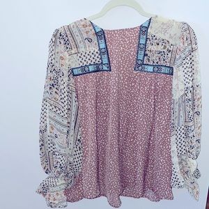 Multi-pattern blouse